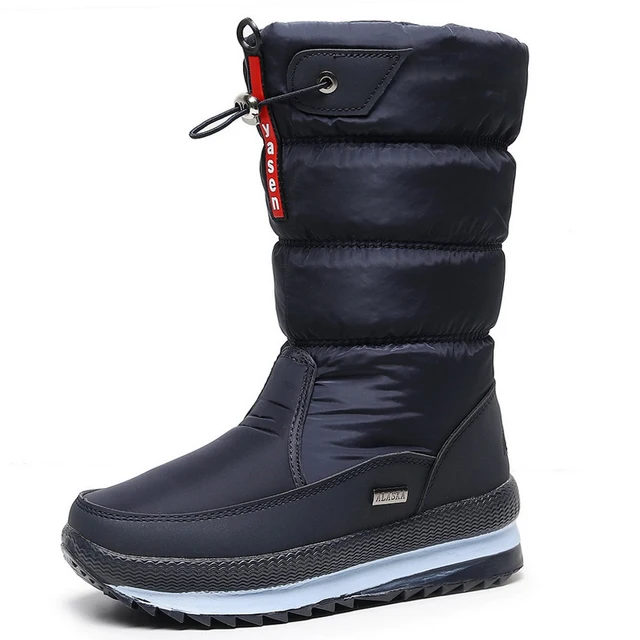 Women snow boots  platform winter boots thick plush waterproof non-slip boots  fashion women winter shoes  warm fur  botas mujer Blue