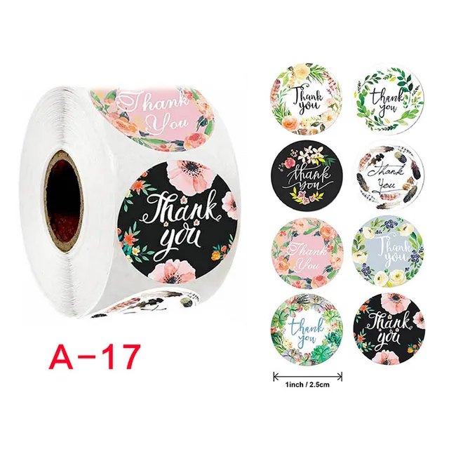 500pcs/roll Thank You Stickers Seal 1inch Paper Labels Decoration Stickers For Handmade Jewelry Wedding Gift Labels Stationery A-17