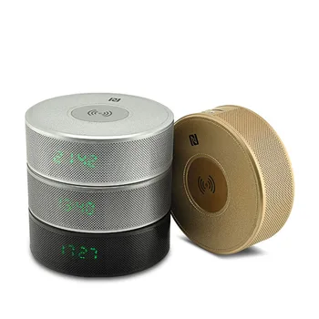 

Qi Wireless Charger Bluetooth Speaker with Built in Mic NFC Time Display for iPhone X Samsung DJA88