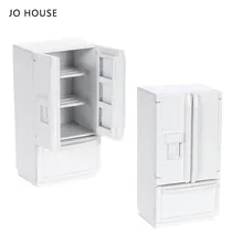

JO HOUSE Wood Double Door Refrigerator 1:12 Dollhouse Minatures Model Dollhouse Accessories