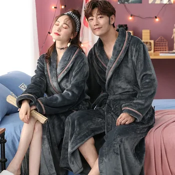 

Homewear Women Flannel Lingerie Sleep Wear Nightgown Kimono Robe Coral Fleece Winter Warm Bathrobe Gown Home Clothing Nightwear
