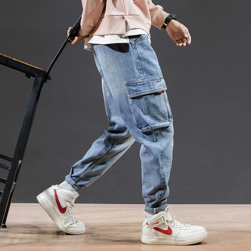VODOF мужские модные повседневные джинсы Haren High Street Hip Hop с большим карманом