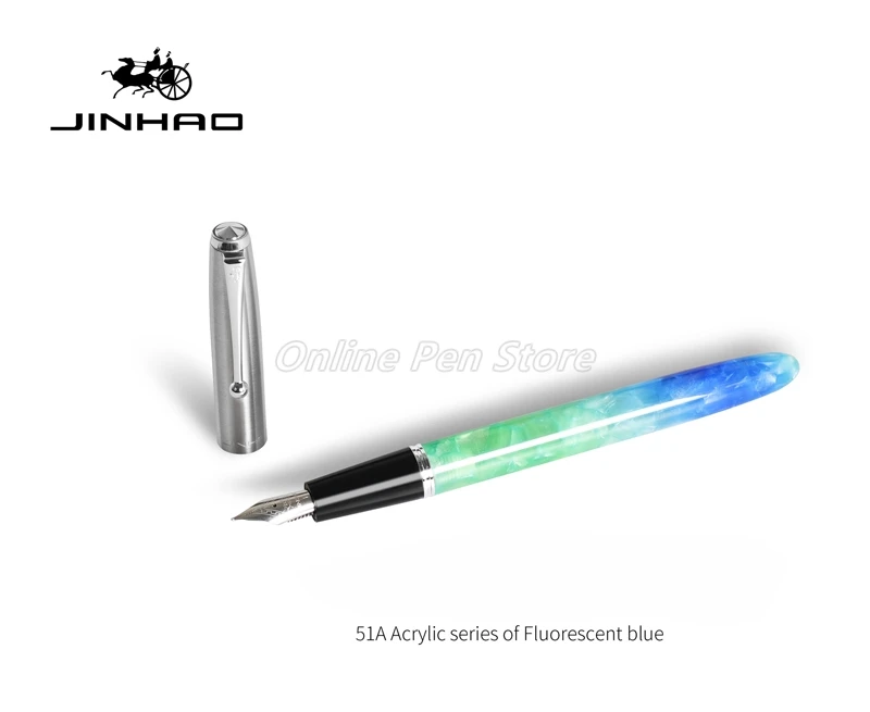 Jinhao 크리스탈 셀룰로이드 컬러 수지 배럴 엑스트라 파인 펜촉 0.38mm 만년필 사무실 학교 도매 쓰기 액세서리