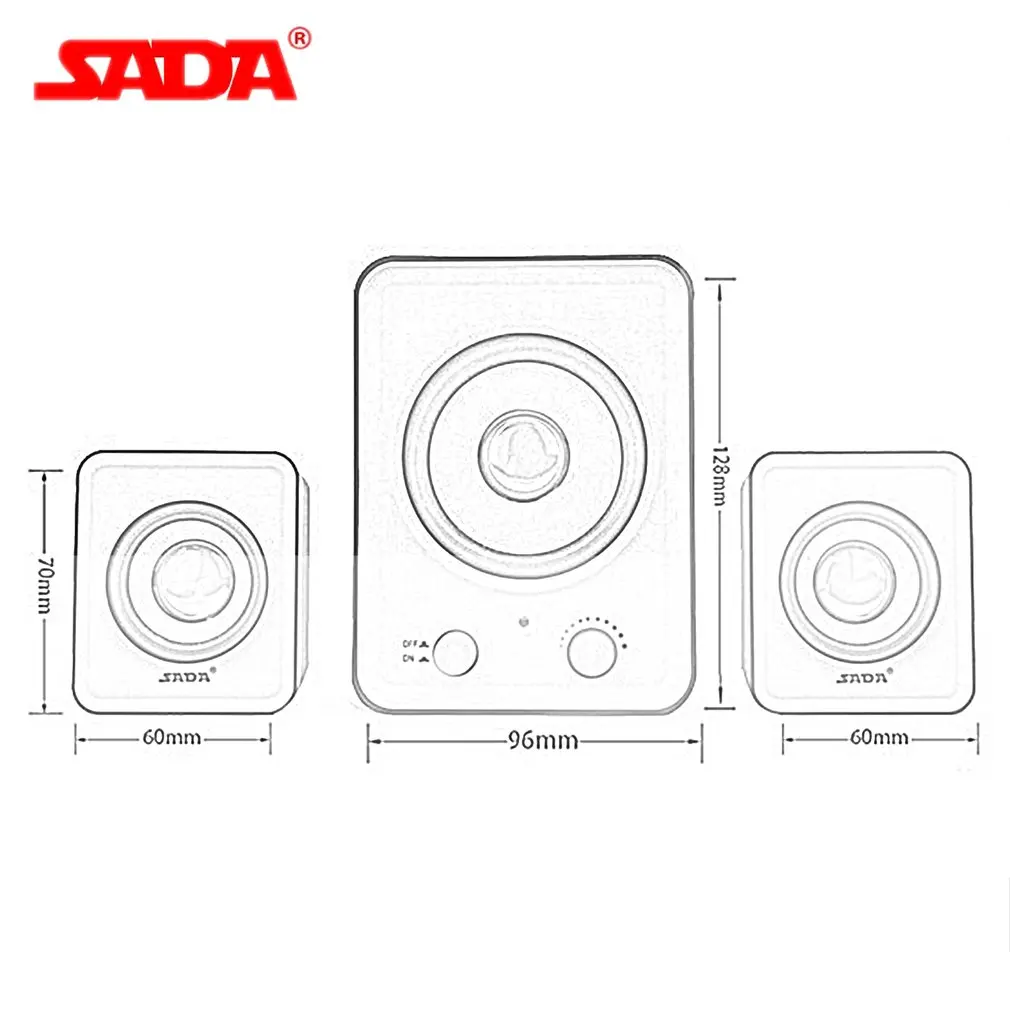 SADA D-200A Mini Portable Bass Diaphragm Stereo Desktop PC Laptop Mobile Phone Speaker 3.5mm Audio Jack for Gift