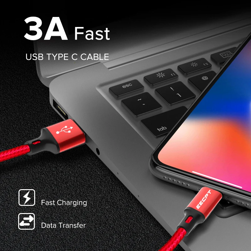 EECPT usb type C кабель провод для быстрого заряда type-C Quick Charge USB C кабель для samsung S9 Xiaomi Redmi Note 7 huawei Oneplus 6T