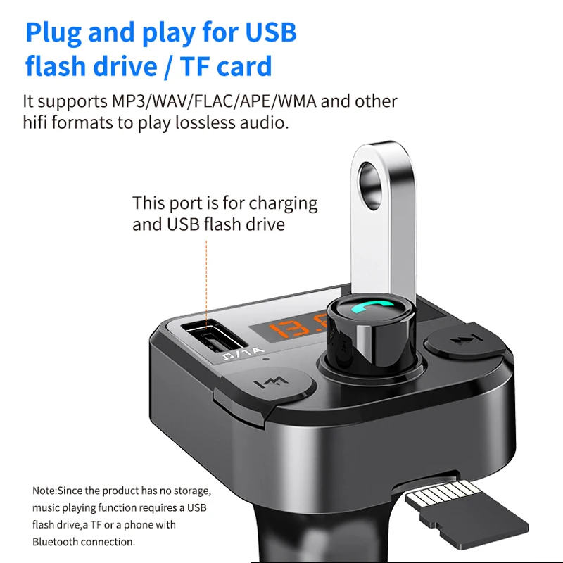 Bluetooth 5,0 автомобильный fm-передатчик Быстрая зарядка двойной USB зарядное устройство Автомобильный MP3-плеер автомобильные аксессуары Handsfree авто FM модулятор