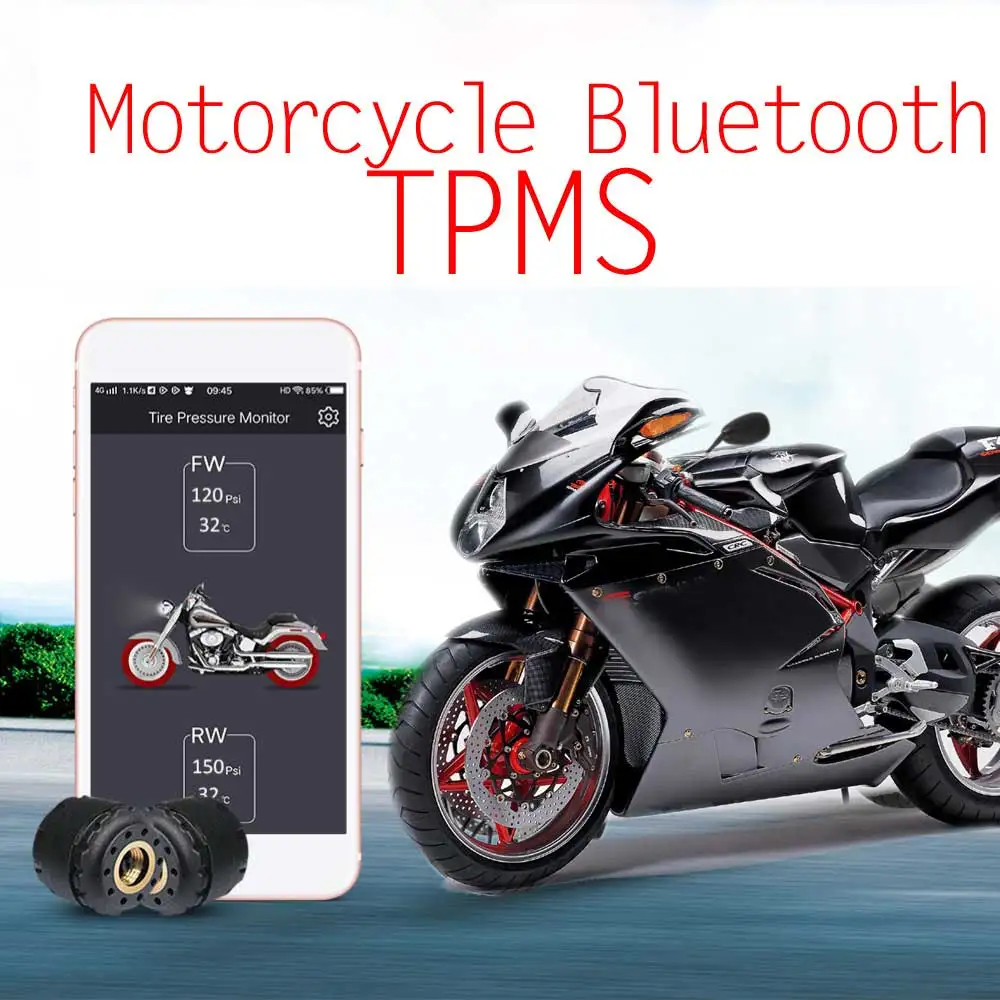 Tpms система контроля давления в шинах мотоциклы беспроводной Bluetooth Android с обнаружением 2 внешних датчика