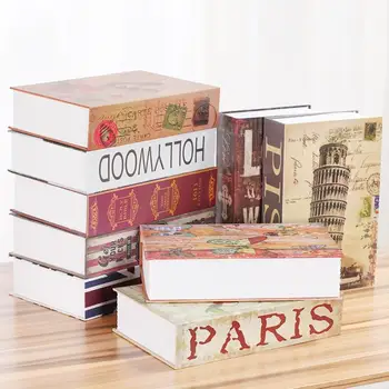 

7.2 * 4.6 *2.2 Inch Simulation Book Safe Box Key Lock Book Shape Hidden Safe Box Travel Money Jewelry Security Steel Box