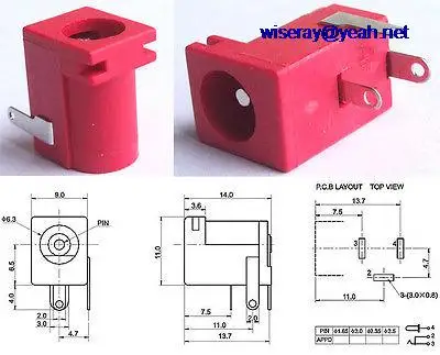 DHL/EMS 1000 шт 4 цвета 5,5 мм X 2,1 мм DC Разъем 2,0 мм DC Штепсель PCB панель пайки DC-005-A8