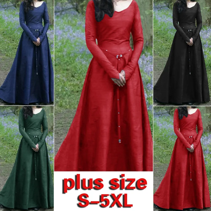 new Halloween Cosplay Costumes Scary Vampire Witch Costume for Women Medieval Maxi Dress
