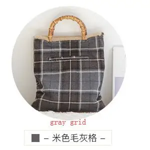 gray plaid Женская тканевая сумка через плечо, женская зимняя плюшевая сумка через плечо, женская новая клетчатая сумка, универсальные двухсторонние сумки - Цвет: gray plaid