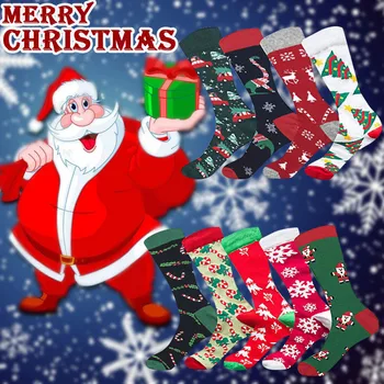 

New Unisex Fashion Christmas Print Socks Casual Women's Happy Cotton Middle Tube Socks Stockings 1Piece Calcetines Cortos Mujer
