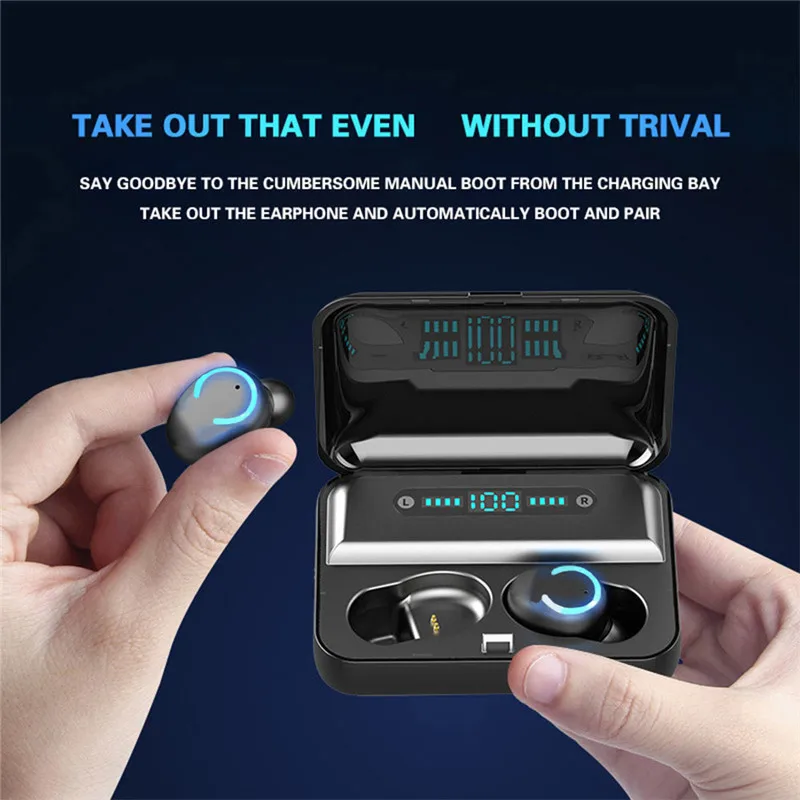 Kowkaka TWS Bluetooth наушники светодиодный дисплей спортивные наушники Stero Sound 2000 мАч power Bank беспроводные гарнитуры с микрофоном
