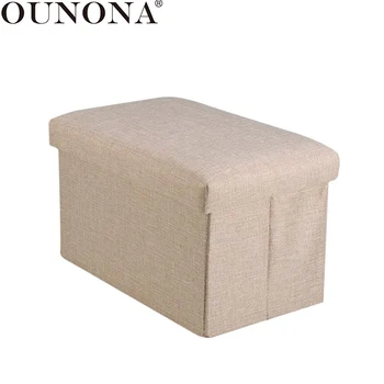 

OUNONA Cotton Linen Foldable Shoe Bench with Lid Clothes Shoes Storage Box Foot Stool Ottomans Bench Foot Rest for Bedroom Home