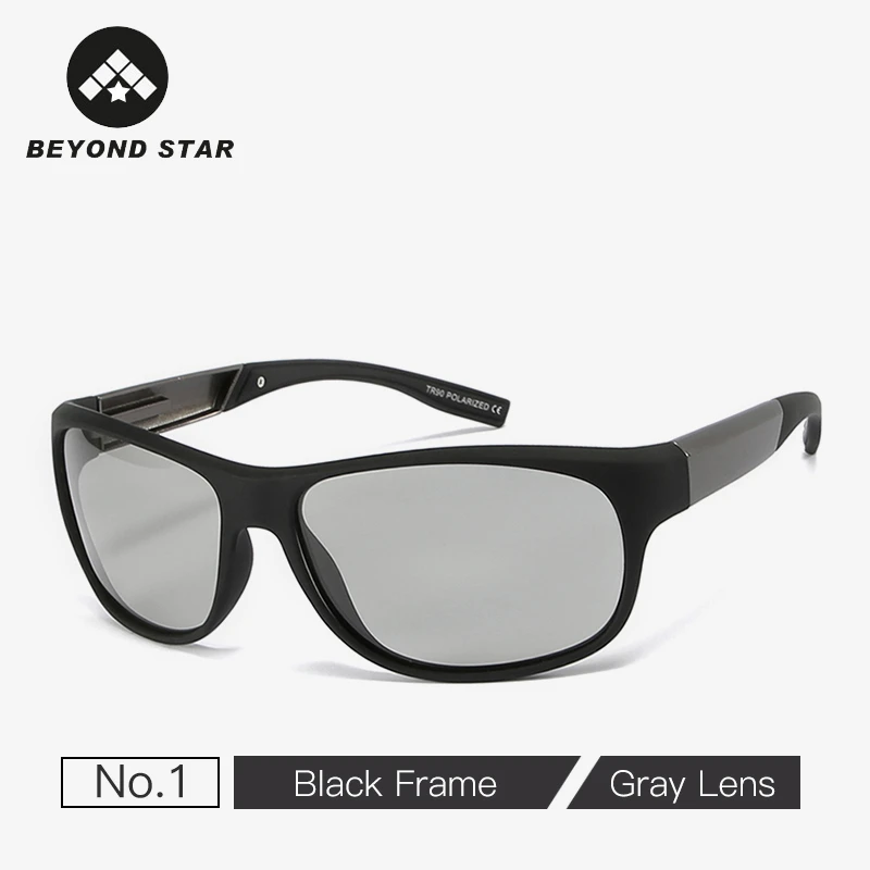 BEYONDSTAR Photochromic Polorized Fishing Sunglasses Men TR90 Square Frame Driving Women Glasses Oculos Masculino TR9144 - Цвет линз: G1 Photochromic