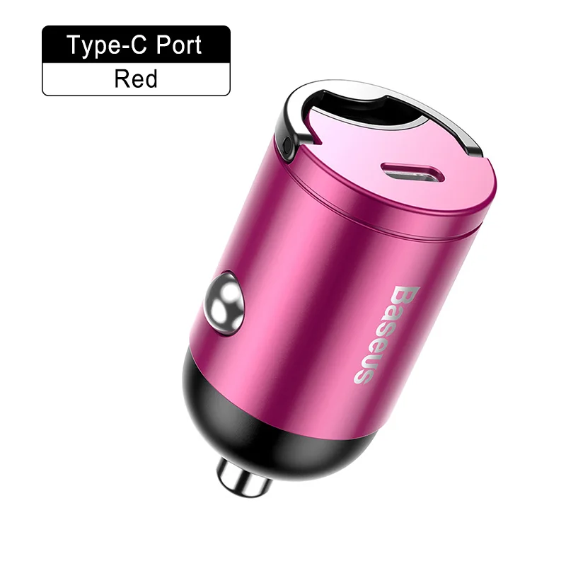 Red Type-C Port Baseus 30 Вт Быстрое Автомобильное зарядное устройство QC4.0 PPS Быстрая зарядка для huawei mate 20 Pro samsung телефон Авто usb type-C разъем адаптер зарядка - Название цвета: Red Type-C Port