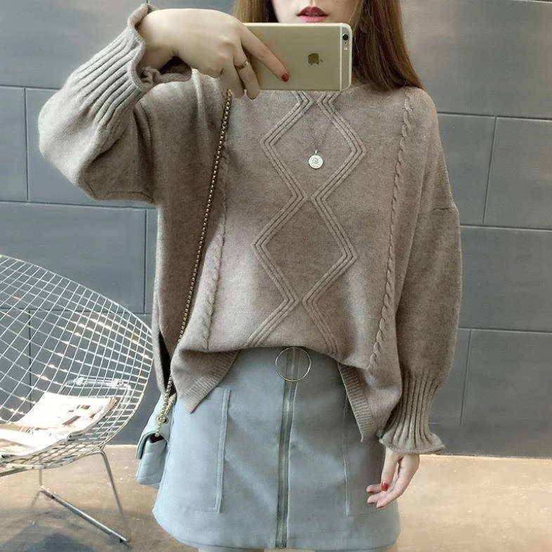 2021 Autumn and Winter Pullover Sweater Women's Loose Short | Женская одежда