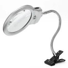  Illuminated Magnifier Magnifying Clip On Desktop Glass Reading Loupe Metal Hose LED Lighted Lamp Top Desk Magnifier With Clamp 