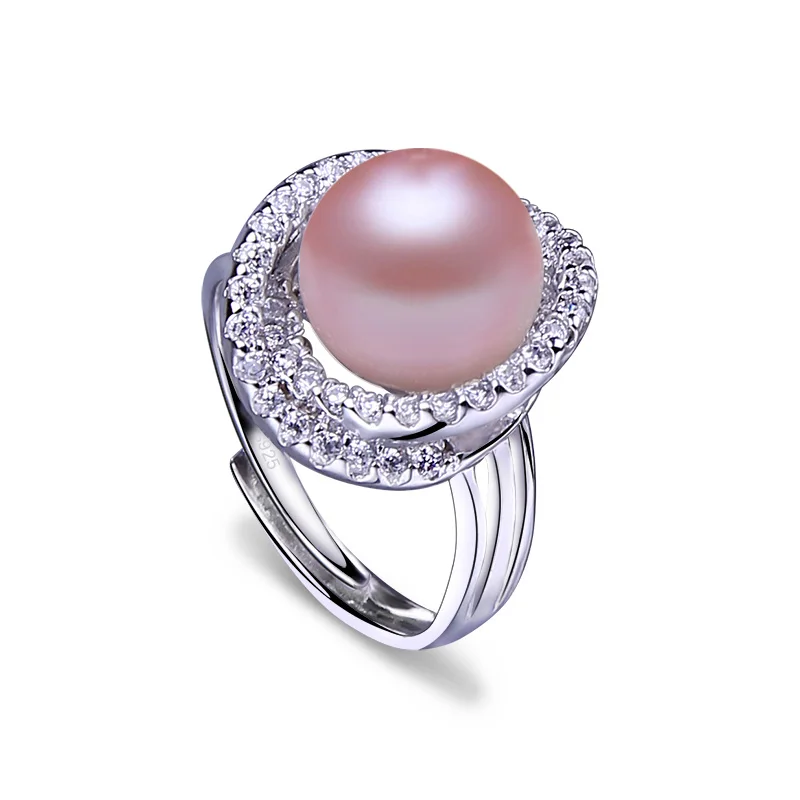 ZHIXI большое кольцо с натуральным пресноводным жемчугом 925 пробы для женщин хорошее ювелирное изделие 10-11 мм вечерние свадебные подарки J201 - Цвет камня: purple