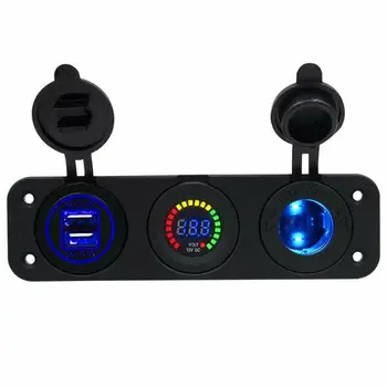 

​Car Dual USB panel kits Boat Switch Charger Blue LED Accessories Parts