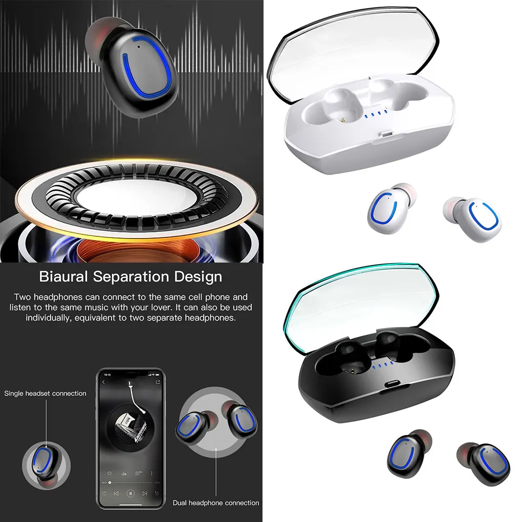 

Replacement for Android IOS Wireless Earphones Bluetooth 5.0 Headphones Earbuds Waterproof Earphone Charging Box