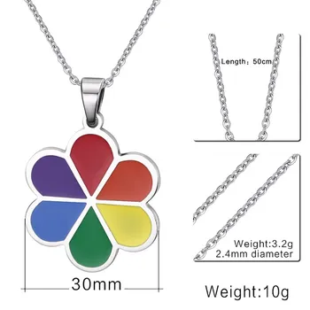 

FNL PC20 stainless steel necklace hot sell popular single women 30mm Rainbow Flower steel color lover gift women jewelry