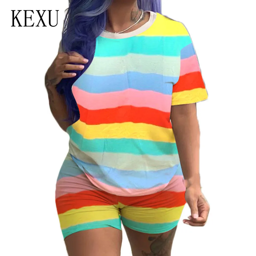 

KEXU Women Summer Short Sleeve O-neck Striped Jumpsuits Casual Playsuits Clubwear Vintage Loose Short Rompers Outfits Fashion