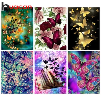 

Huacan 5D Diamond Painting Butterfly Full Square Drill Diamond Embroidery Cross Stitch Animal Handicraft Decor For Home