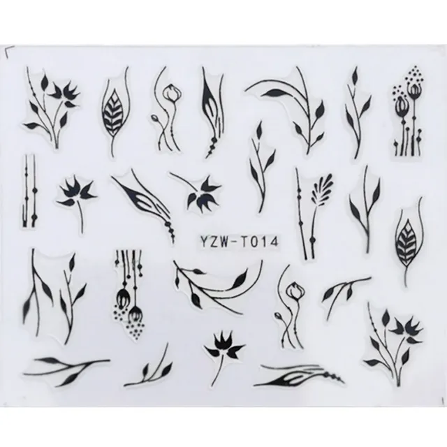 Nail Stickers for Manicure Nail Sticker Sliders For Nails Decal Self-adhesive Nails Figures Transfer Black DIY Accessories YZW-T014 balck