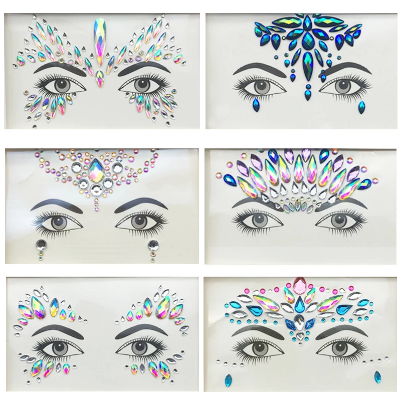 Festival Body Face Jewels & Gem Stickers - Temporary Eye Decoration Tattoo Kit