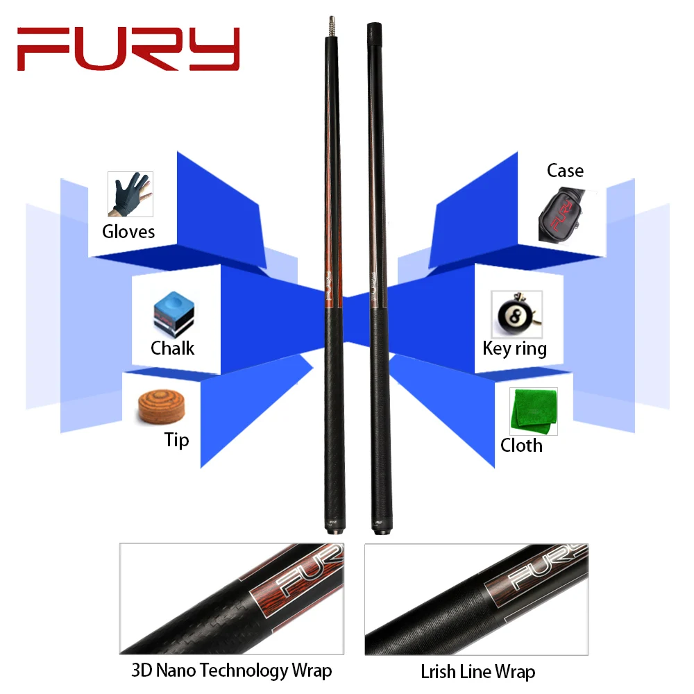 FURY Billiard черная технология бильярдный кий углеродное волокно tecnology вал Лидер продаж бийлар Кий набор Профессиональный с удлинителем