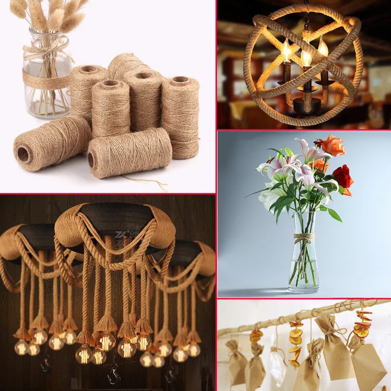 

100M Handmade Hemp Linen Cords Rope To Tie Burlap Twine Rope String DIY Craft Decoration cuerda yute corde chanvre P5