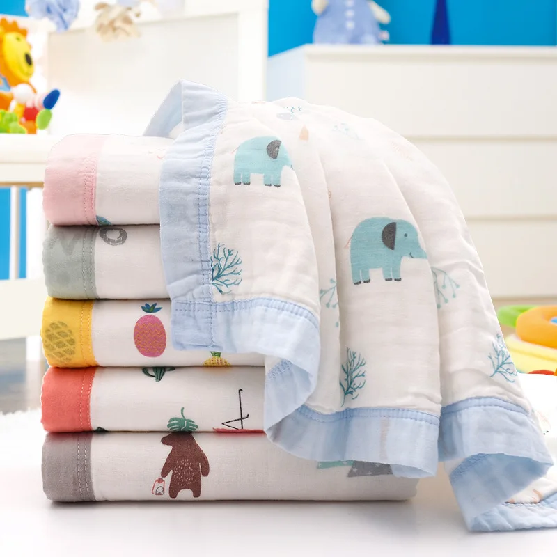 110cm*110cm 6-layers Newborn Baby Swaddles Cotton Soft Newborn Blankets Bath Gauze Infant Wrap Sleepsack Stroller Cover Play Mat