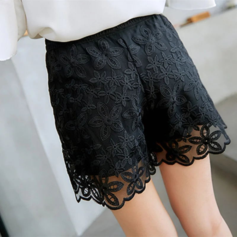 old navy shorts Women Summer Shorts Fashion High Waist Hook Flower Lace Short Pants Black White nike running shorts