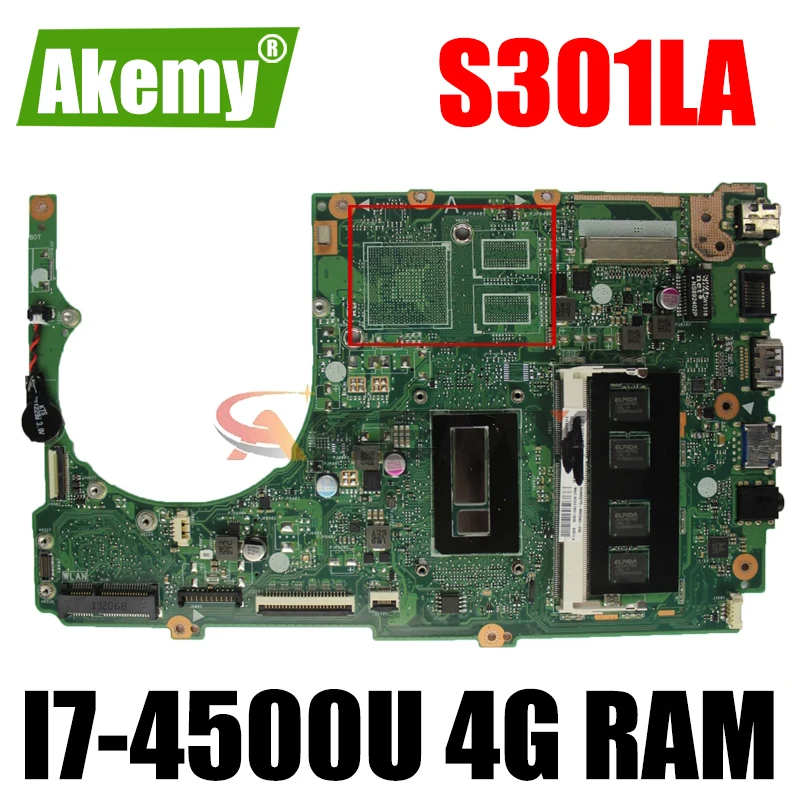 Akemy S301LA материнская плата для ноутбука ASUS S301L S301 Q301LA Q301L протестированный Оригинал