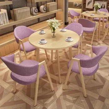 

Simple Reception And Negotiation Table And Chair Combination Milk Tea Coffee Shop 4s Shop Office Recreation Round Table