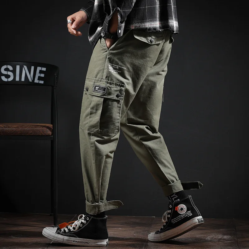 

Spring Workwear Casual Pants Men's Harem Loose And Plus-sized Fat Japanese-style Popular Brand Multi-pockets Velcro Beam Leg Tro
