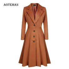 Осенне-зимнее женское пальто модное винтажное приталенное однобортное женское элегантное длинное теплое белое пальто casaco feminino