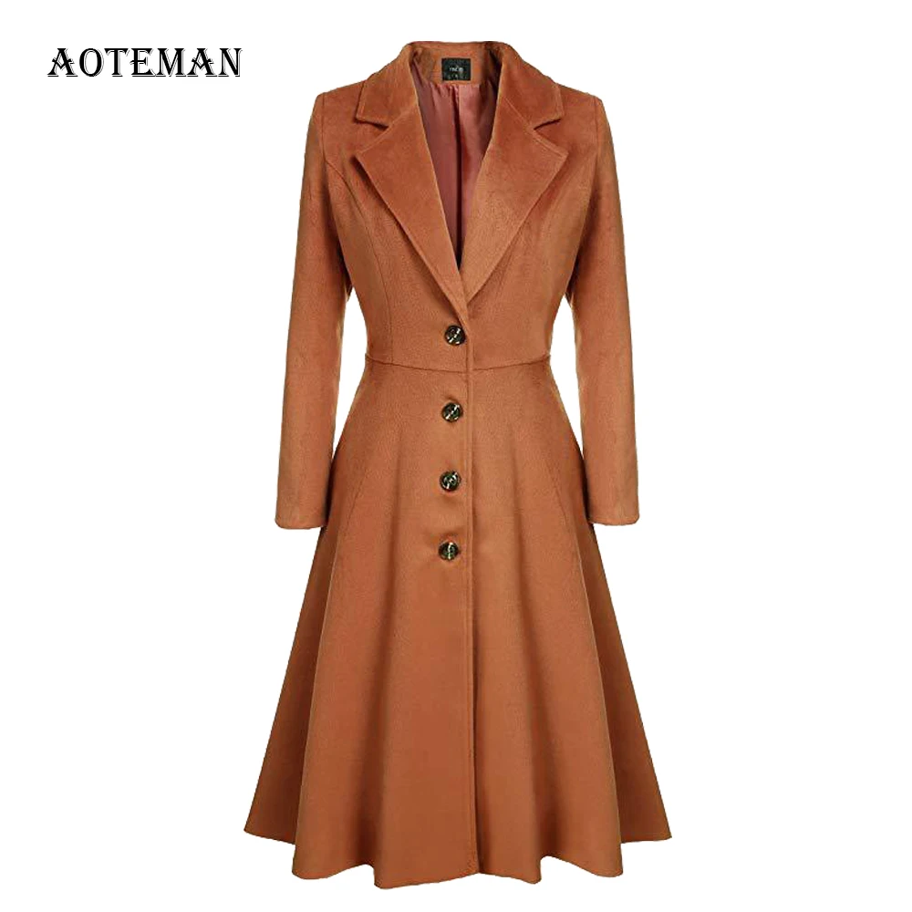 Осенне зимнее пальто для женщин 2020 Модные Винтажные тонкие однобортные куртки