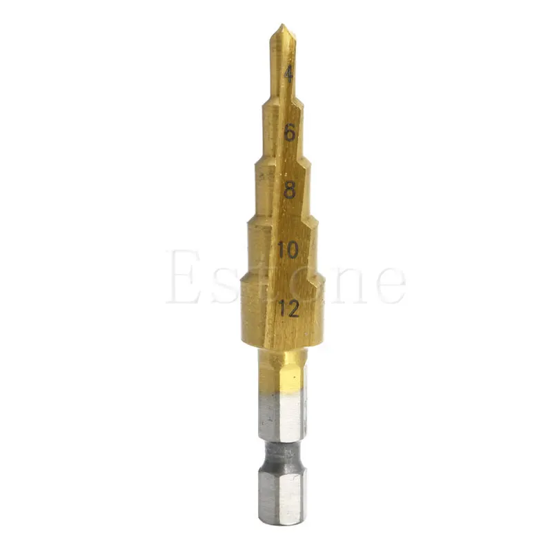 

1Pcs Titanium HSS Steel Step Drill Bit Hole Cutter Tool 4-12mm