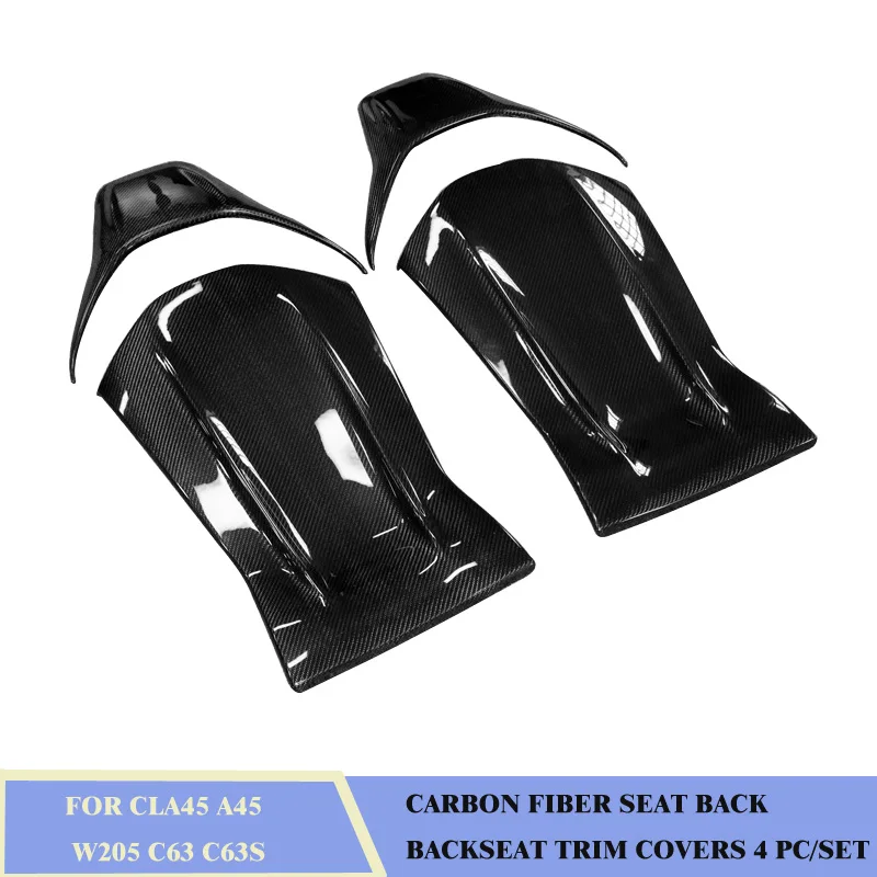 Carbon Fiber Seat Back Backseat Trim Covers 4 PC/Set Fit For BENZ CLA45 A45 W205 C63