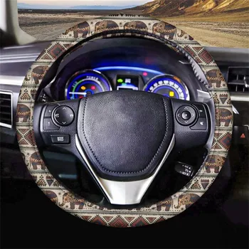 

Aulaygo Bohemian Elephant Stylish Design Steering Wheel Cover for Women Boho Washable Steering Wheel Protection Anti-Slip
