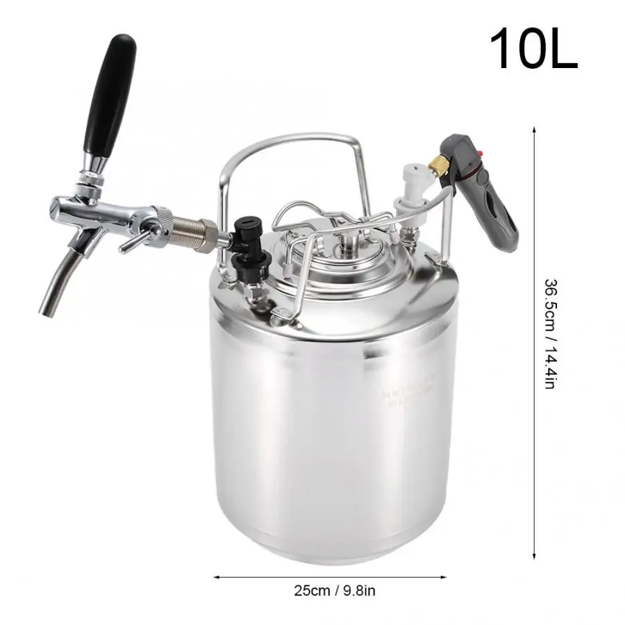 10 L Открывалка для бутылок из нержавеющей стали, система Keg с регулируемым комплектом смесителя для домашнего дозирования пивоварения, домашнее пиво, пивоварение мини-кега для пива - Цвет: 10 L