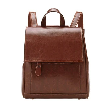 

Coffee Color Backpack Purse For Women Diaper Bag High Quality Genuine Leather Office Lady Female Backpacks Waterproof Bag