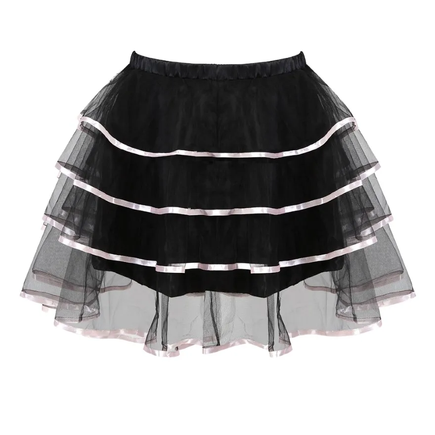 Women Sexy Mini Tutu Skirt Multilayer Mesh/Tulle/Lace/Floral Decoration Mini Pleated Skirts Fashion Dance Skirt Plus Size S-6XL