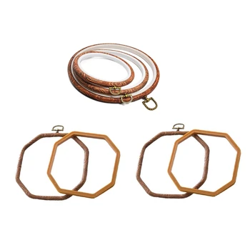 

3x Embroidery Hoops Cross Stitch Hoop Ring Imitated Wood & 2 Packs Embroidery Hoops Cross Stitch Embroidery Octagon Set
