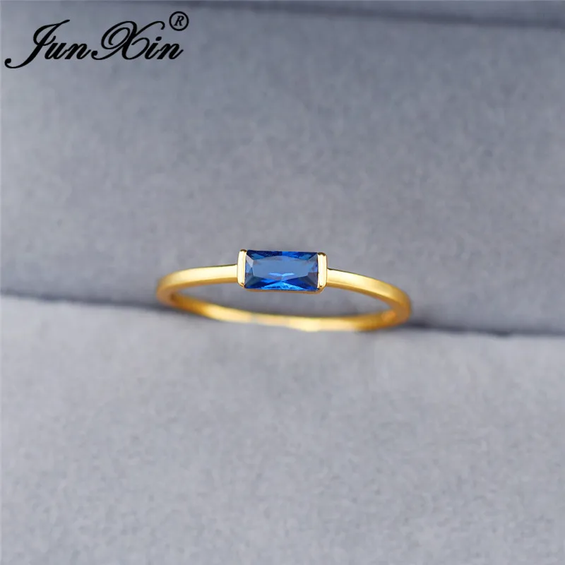 

Minimalist Thin Ring With Stone 925 Silver Yellow Gold Small Rectangle Zircon Simple Wedding Rings For Women Stacking Ring Cz