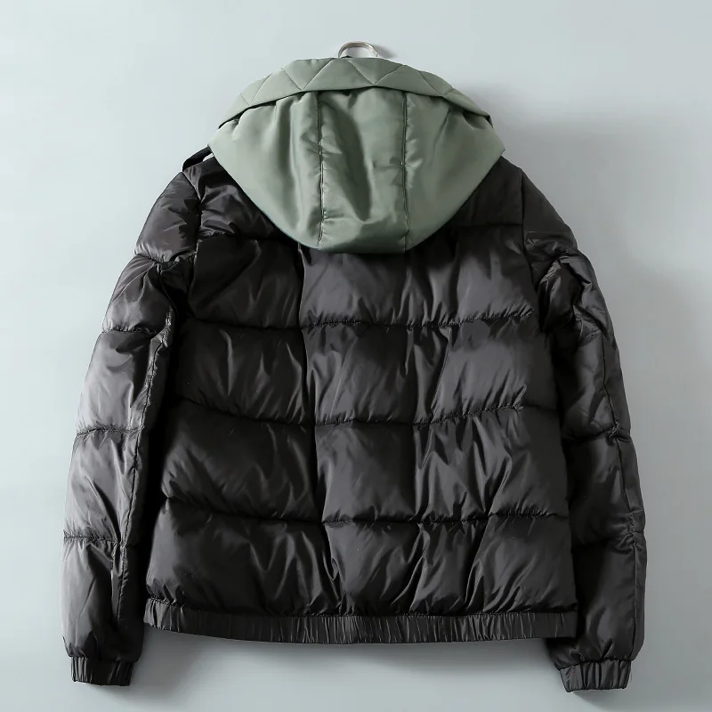 

CH48 Mixed Colors Design Loose Version of Thick Hooded Cotton Overcoat