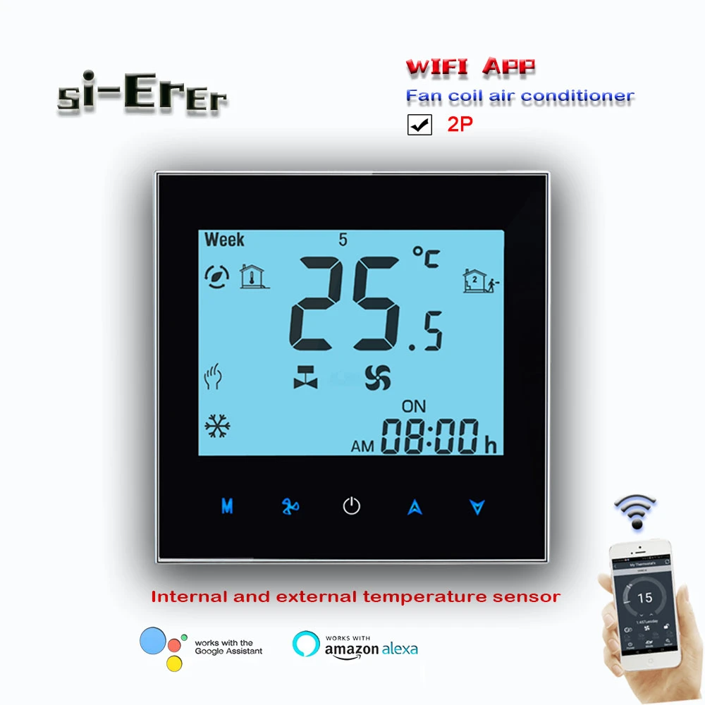 Regolatore di controllo della temperatura del climatizzatore 2P fan coil  Tuya WIFI termostato di refrigerazione con sensore di temperatura esterno|Sistema  di controllo della temperatura smart| - AliExpress