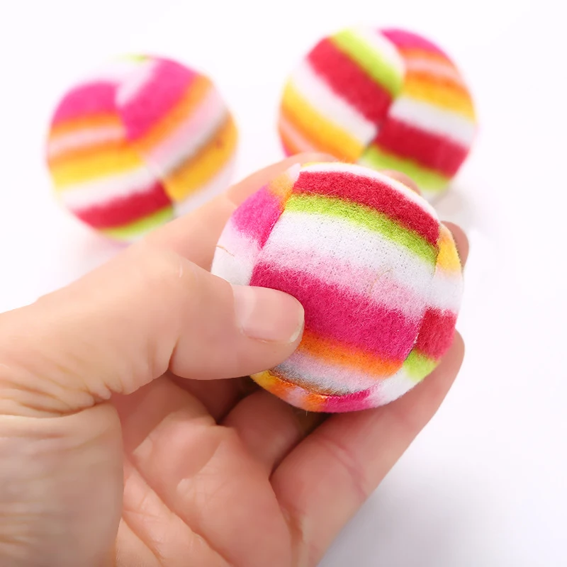 Rainbow Ball Cat Toys Rolling Ball Built-in Ringstone Toys For Cats Interactive Scratch Ball For Kittens Plush Dog Toys Pet Toys